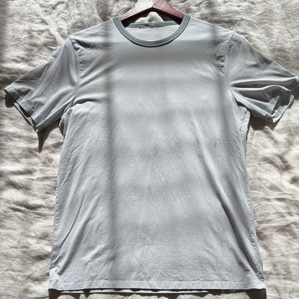 lululemon athletica Seafoam Green/Blue and White Stripe Fundamental Tee